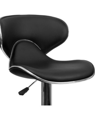 Contemporary Cozy Mid-Back Vinyl Adjustable Height Barstool