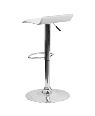 Solid Wave Seat Vinyl Adjustable Height Barstool With Chrome Base