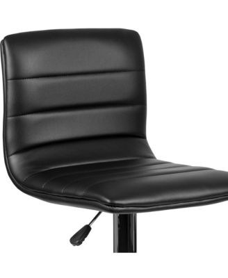 Coti Modern Channel Tufted Upholstered Height Adjustable Mid-Back Stool And Pedestal Base With Footrest