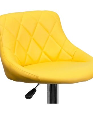 Bucket Seat Adjustable Height Barstool With Diamond Pattern Back