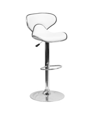 2 Pack Contemporary Cozy Mid-Back Vinyl Adjustable Height Barstool With Chrome Base