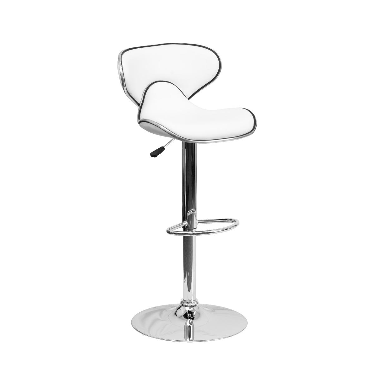 Emma+Oliver 2 Pack Contemporary Cozy Mid-Back Vinyl Adjustable Height Barstool With Chrome Base