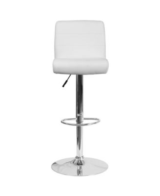2 Pack Contemporary Vinyl Adjustable Height Barstool With Rolled Seat And Chrome Base