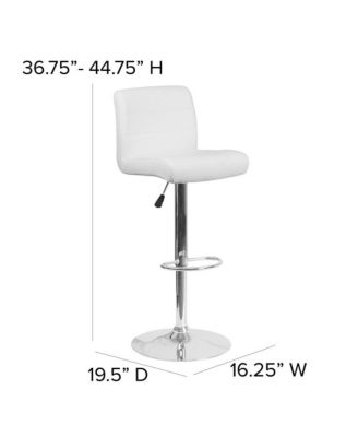 2 Pack Contemporary Vinyl Adjustable Height Barstool With Rolled Seat And Chrome Base
