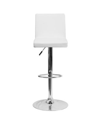 2 Pack Contemporary Vinyl Adjustable Height Barstool With Panel Back And Chrome Base