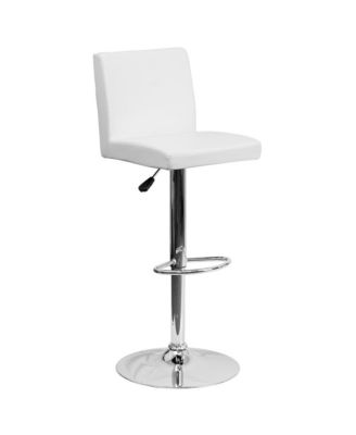 2 Pack Contemporary Vinyl Adjustable Height Barstool With Panel Back And Chrome Base