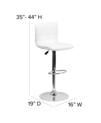 Modern Vinyl Adjustable Height Barstool With Horizontal Stitch Back, Set Of 2