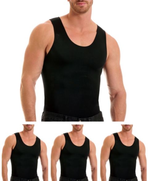 Мужские компрессионные майки-борцовки Instaslim Insta Slim Big & Tall, набор из 3 шт, цвет: Чёрный