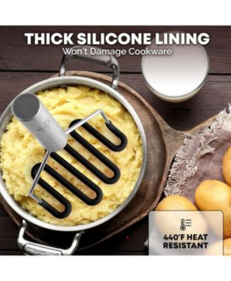 Non-Scratch Potato Masher Kitchen Tool - Durable Stainless Steel Mashed Potatoes Masher