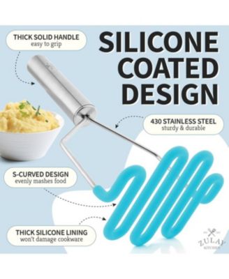 Non-Scratch Potato Masher Kitchen Tool - Durable Stainless Steel Mashed Potatoes Masher