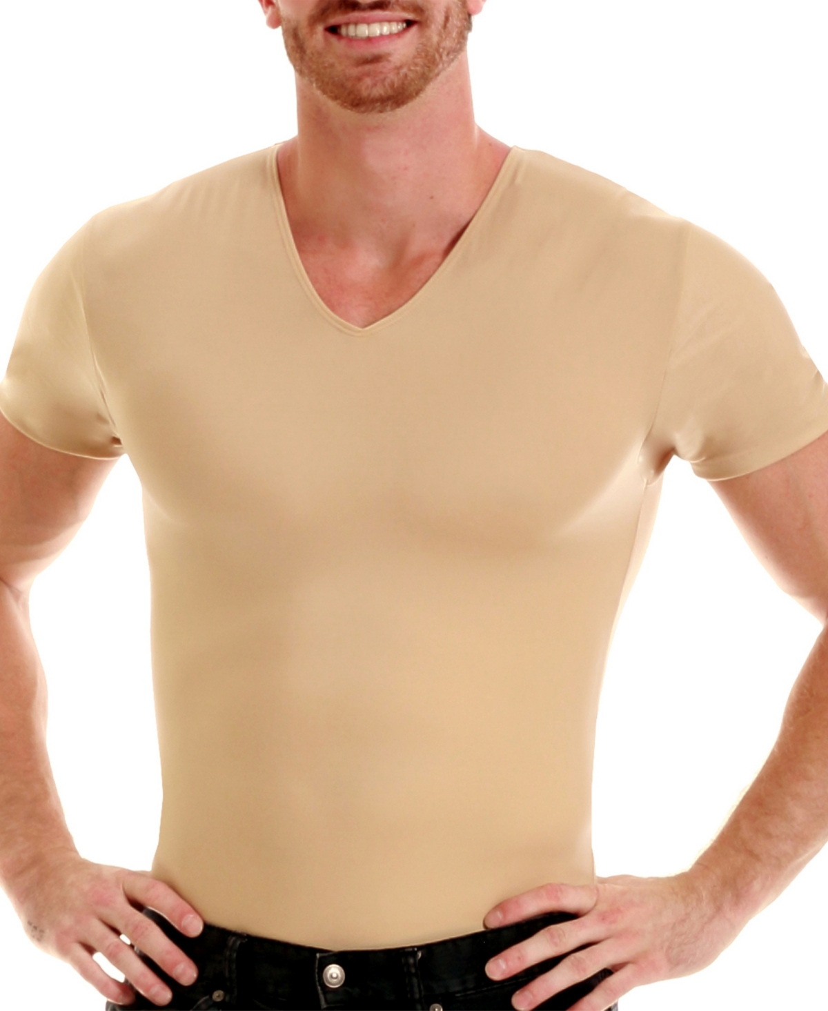 Men's Big & Tall Insta Slim Compression Short Sleeve V-Neck T-Shirt - Black