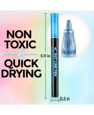 Double Line Outline Markers - 12 Dual Colored Outline Pens Self-Outline Metallic Markers