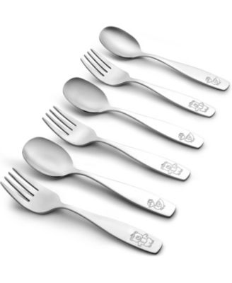 Kids and Toddler Cutlery Set Designed For Self Feeding - 6 Piece Spoon and Fork
