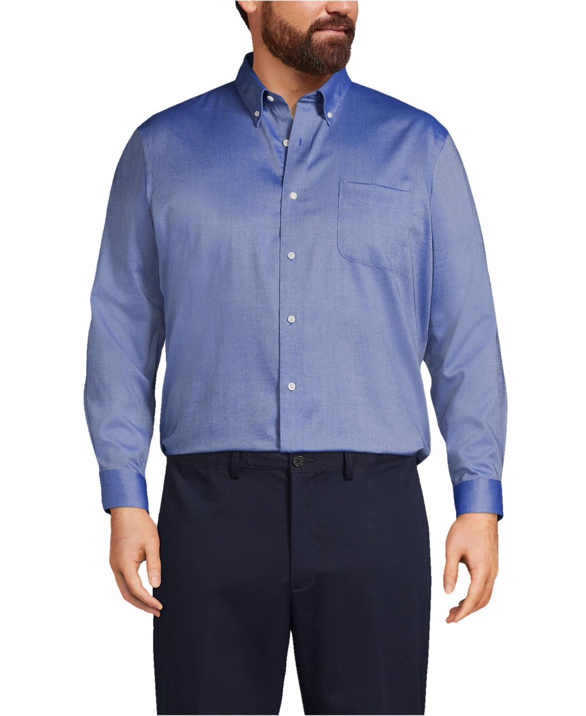 Lands' End Big & Tall Traditional Fit Solid No Iron Supima Oxford Dress Shirt
