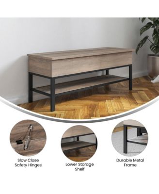 Green River Rustic Farmhouse Entryway Bench With Bottom Storage Shelf