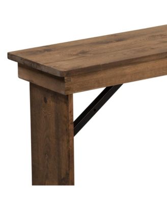 Antique Solid Pine Folding Farmhouse Style Bench