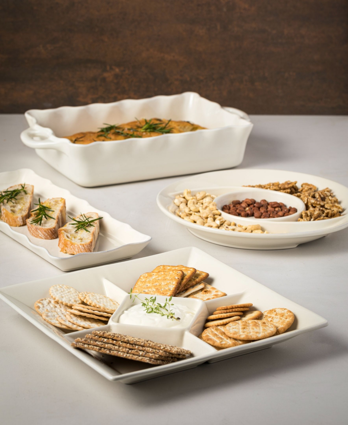 Casafina By Costa Nova Casafina Cook & Host Rectangular Tray In White
