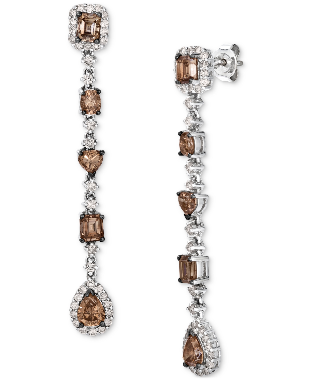 Chocolate Diamond & Vanilla Diamond Linear Drop Earrings (4-1/2 ct. t.w.) in 18k White Gold