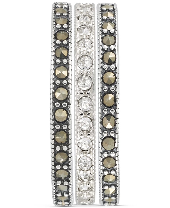 Marcasite and Bronze Stack Ring Set