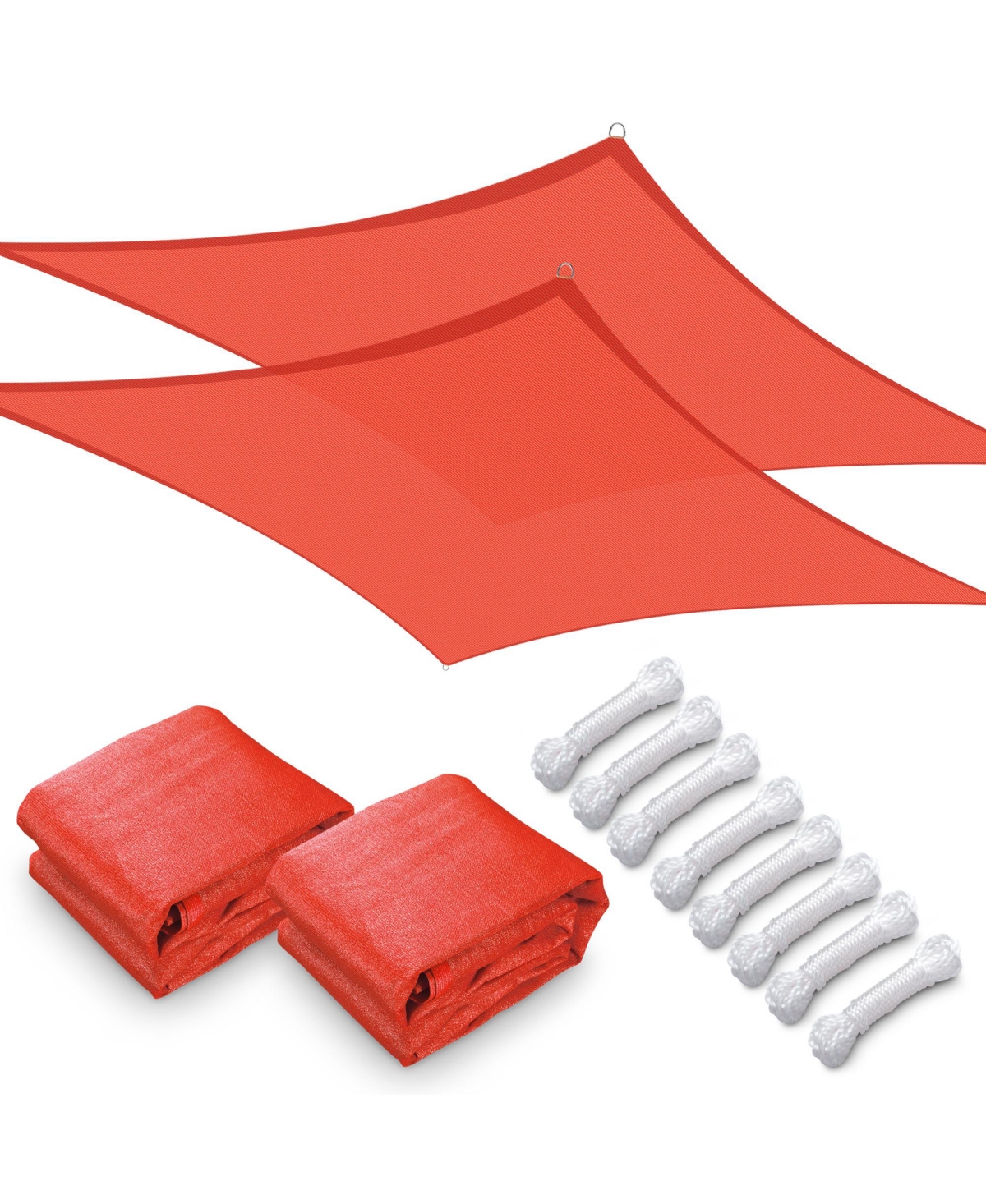 2 Pack 23x22 Ft 97% Uv Block Rectangle Sun Shade Sail Heavy Duty Canopy Outdoor - Watermelon red