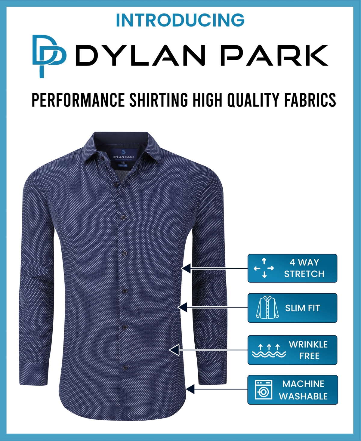 Dylan Park Men's Geometric Performance Stretch Button Down Dress Shirt In Navy