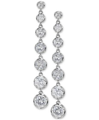 Eliot Danori - Silver-Tone Graduated Cubic Zirconia Linear Drop Earrings