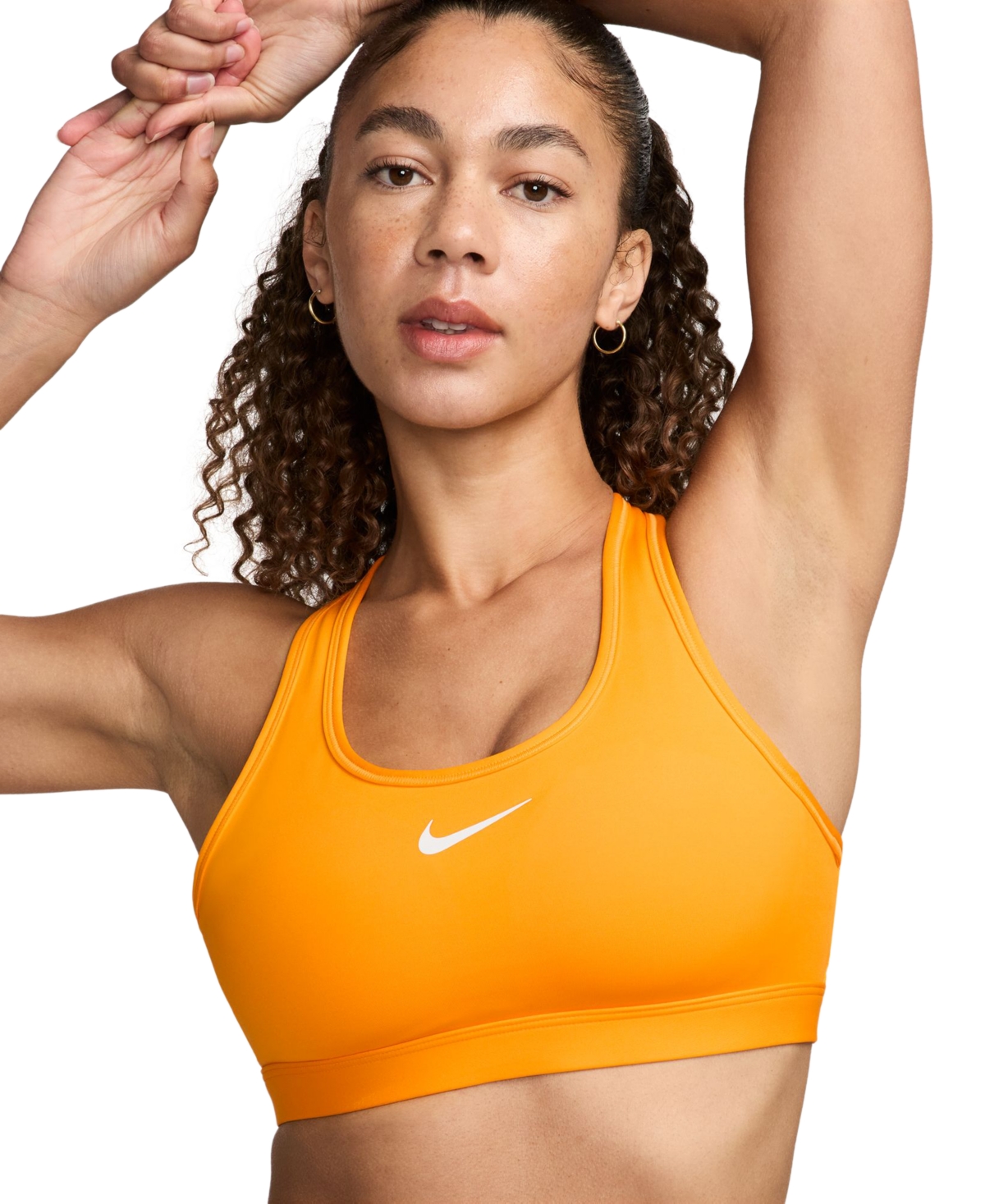 Shop Nike Women's Swoosh Padded Medium-impact Sports Bra In Sundial,sundial,white