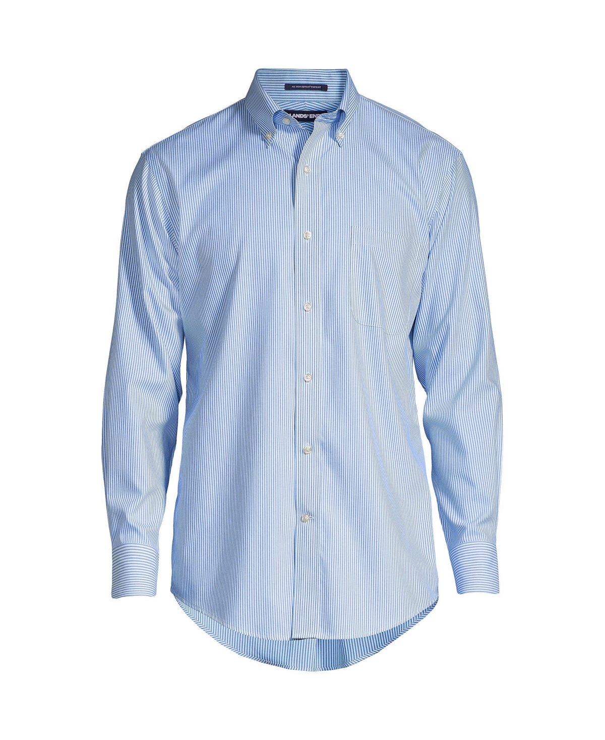 Big & Tall Traditional Fit Pattern No Iron Supima Pinpoint Buttondown Collar Dress Shirt - Ultimate gray check