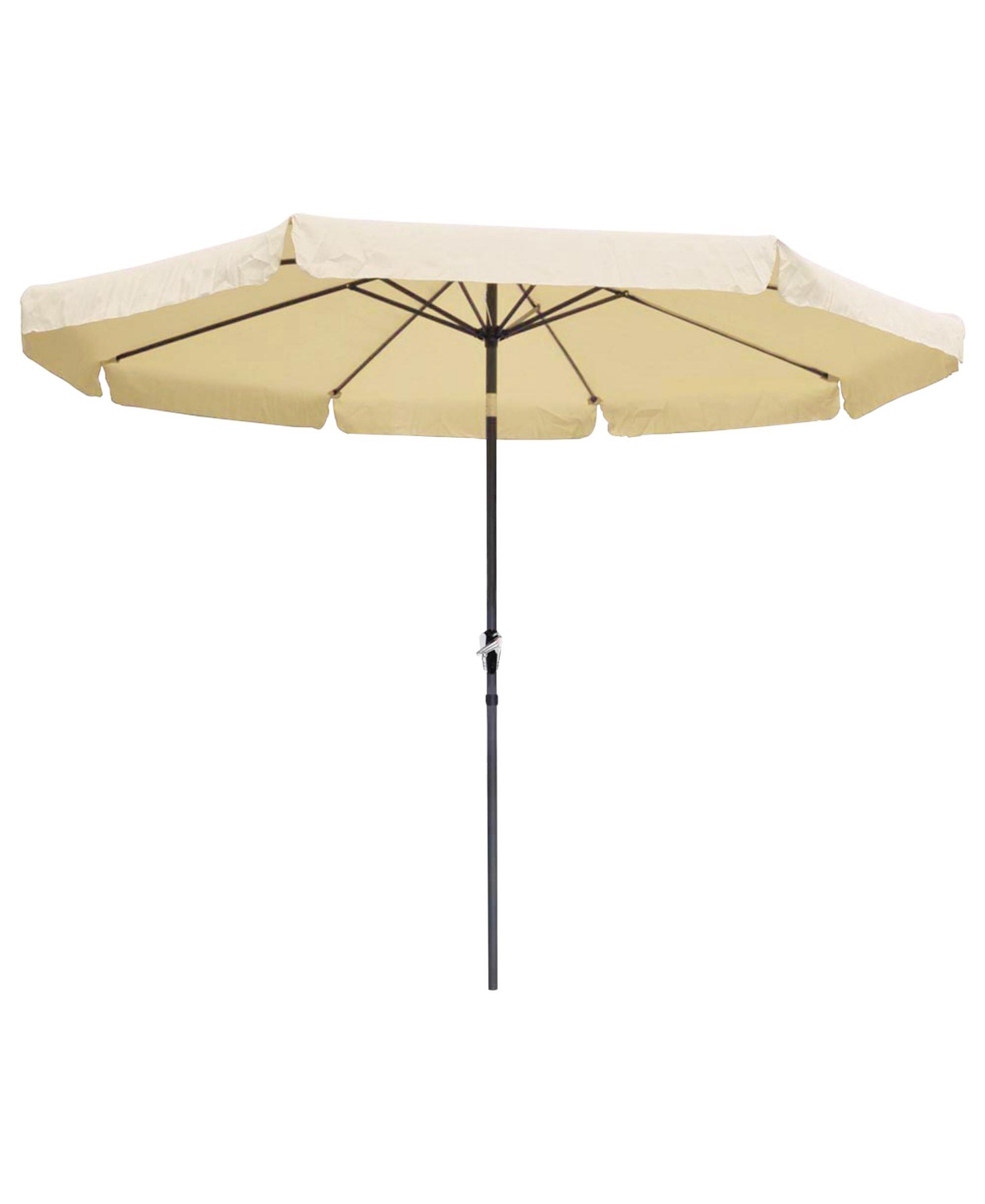 10Ft 8 Rib Outdoor Patio Umbrella Market Valance Crank Handle Push to Tilt Beach - Beige  tan