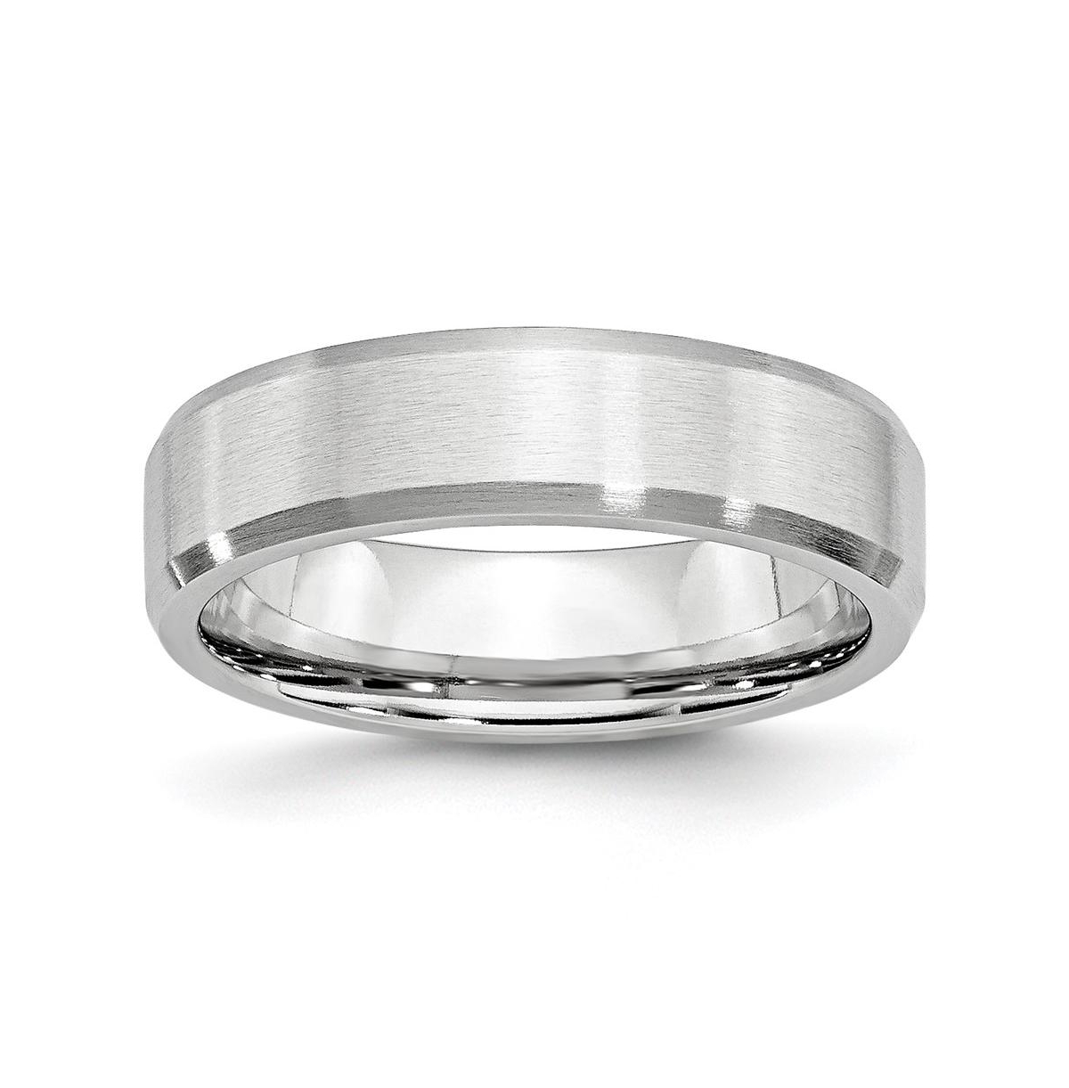 Cobalt Beveled Edge Satin Wedding Band Ring - Grey