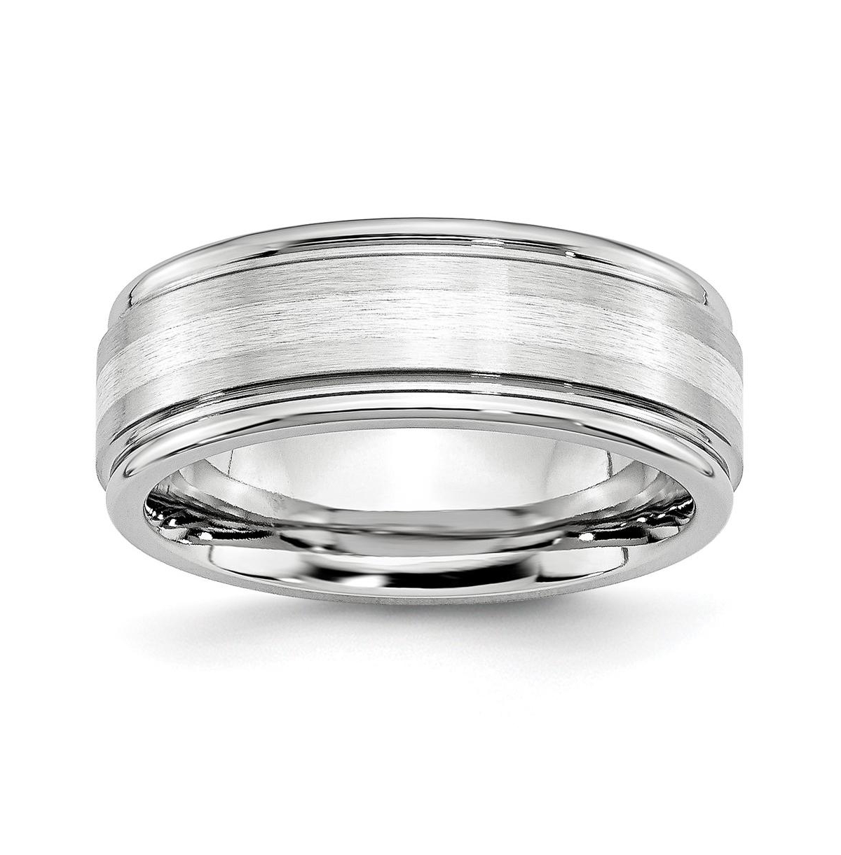 Cobalt Sterling Silver Inlay Satin Wedding Band Ring