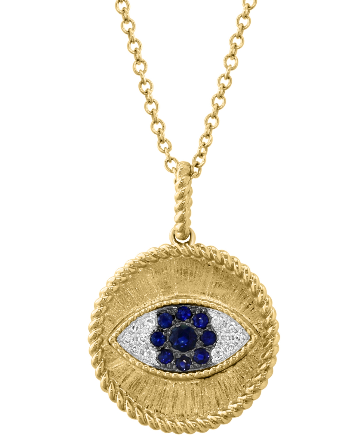 Effy Sapphire (1/8 ct. t.w.) & Diamond (1/20 ct. t.w.) Evil Eye Disc 18