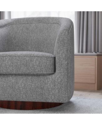 Wyn Upholstered Club Style Barrel Chair With Sloped Armrests And 360 Degree Swivel Base In A Vinyl Wrap