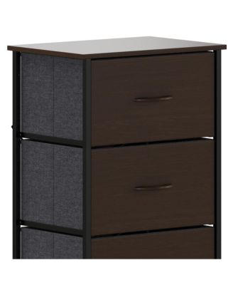 Marley 4 Drawer Storage Dresser With Cast Iron Frame, Wood Top And Easy Pull Engineered Wood Drawers With Wooden Handles