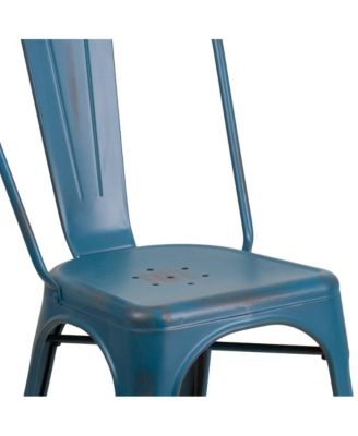 Banks Indoor/Outdoor Stacking Metal Dining Chair With Single Slat Back And Distressed Powder Coated Finish