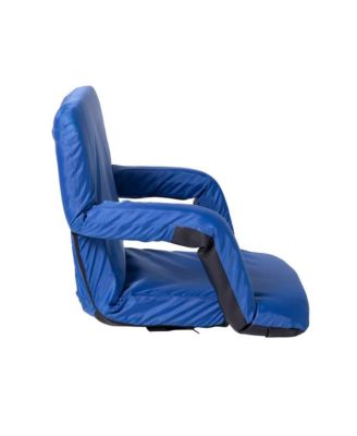 Set Of 2 Portable Stadium Chairs With Armrests, Reclining Padded Back & Seat, Lightweight Metal Frame & Backpack Straps, Storage Pockets