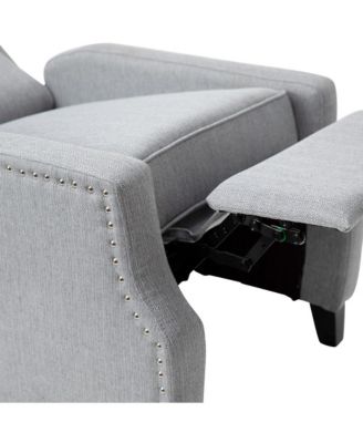 Mauro Contemporary Pushback Recliner With Accent Nail Trim-Wingback Manual Recliner
