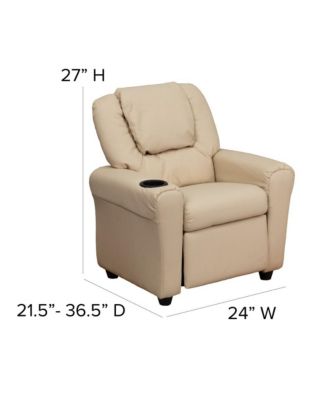 Contemporary Kids Single Wood Cup Holder, Headrest  Recliner Chair