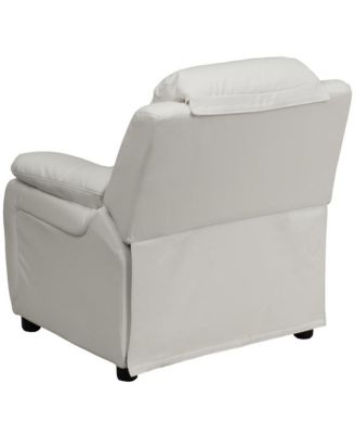 Deluxe Vinyl Padded Contemporary Kids Recliner With Storage Arms