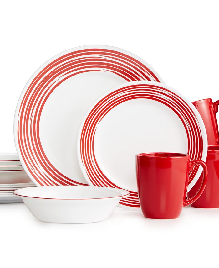 Corelle Brushed Red 16-Pc. Dinnerware Set, Service for 4 - Macy's