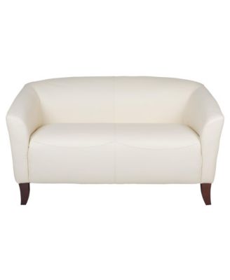 Leathersoft Reception/Living Room Loveseat With Cherry Wood Feet