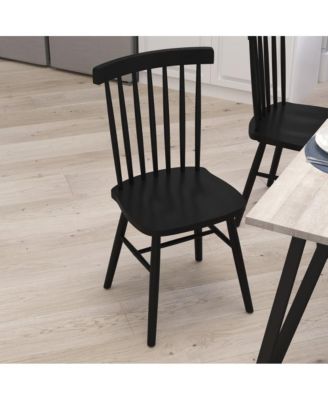 Torrin Set Of Two Premium Solid Wood Spindle Back Dining Chairs With Saddle Seats And Floor Protectant Felt Pads