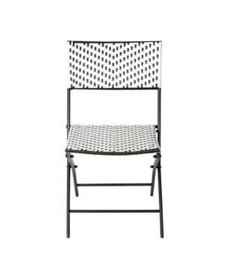 Ciel Set Of Two Folding Bistro Chairs In Pe Rattan With Metal Frames For Indoor And Outdoor Use