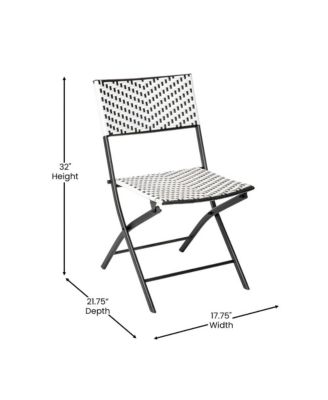 Ciel Set Of Two Folding Bistro Chairs In Pe Rattan With Metal Frames For Indoor And Outdoor Use