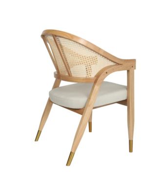 Bronson Cane Rattan Padded Accent Or Dining Chair With Metallic Accented Legs
