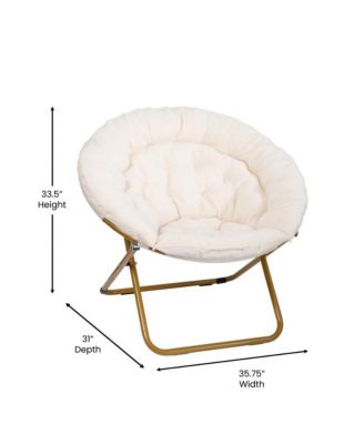 1 Count With Cozy Faux Fur Cushion And Metal Frame For Dorms, Bedrooms, Apartments And More - Ersa Oversize Folding Saucer Chair