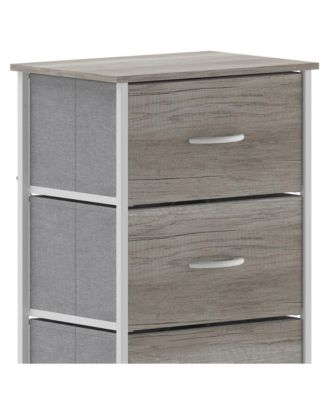 Marley 4 Drawer Storage Dresser With Cast Iron Frame, Wood Top And Easy Pull Engineered Wood Drawers With Wooden Handles