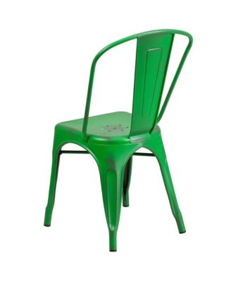 Banks Indoor/Outdoor Stacking Metal Dining Chair With Single Slat Back And Distressed Powder Coated Finish