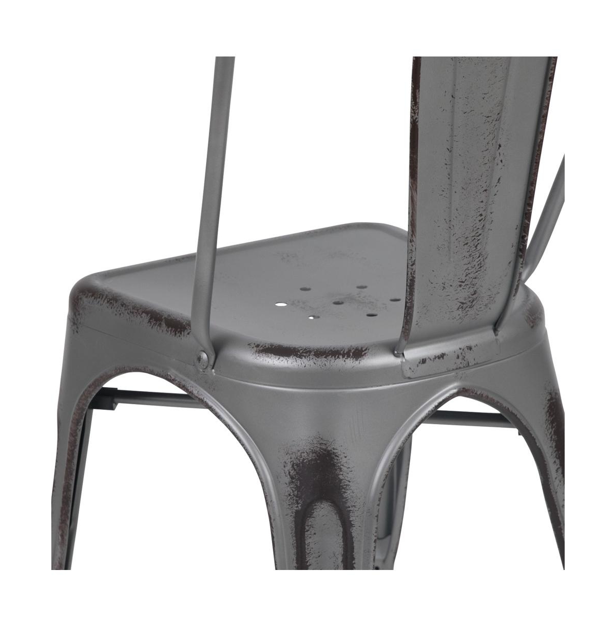 Merrick Lane Banks Indoor/Outdoor Stacking Metal Dining Chair With Single Slat Back And Distressed Powder Coated Finish