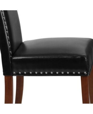 Hollowell Parsons Chair Plush Dining Chair With Accent Nail Trim And Wooden Legs